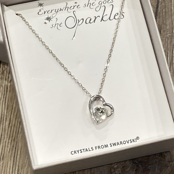 NEW! CRYSTALE by L& J Swarovski Silver Heart Necklace - Picture 3 of 7